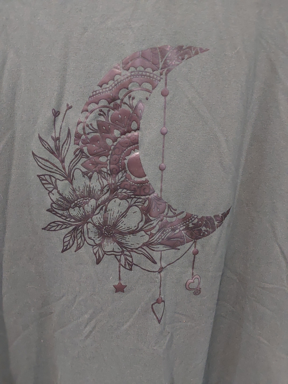 Womens Gray Crescent Graphic Short Sleeve Tee - Picture 2 of 4